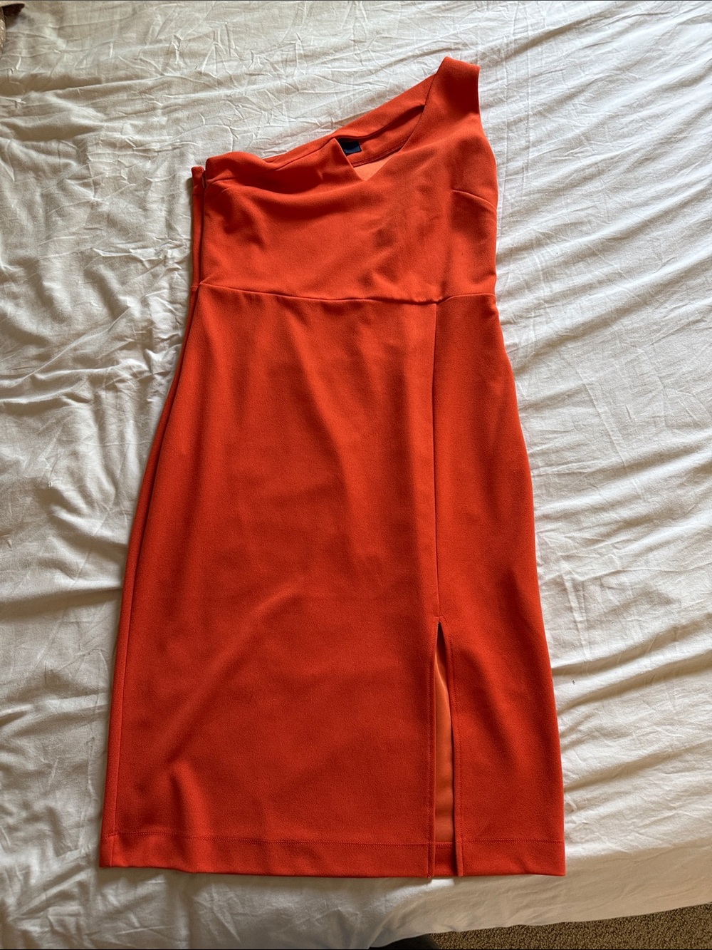 Rachel One-Shoulder Orange Cocktail Dress